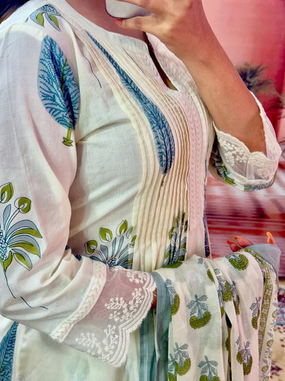 Cotton kurti +pant + duptta