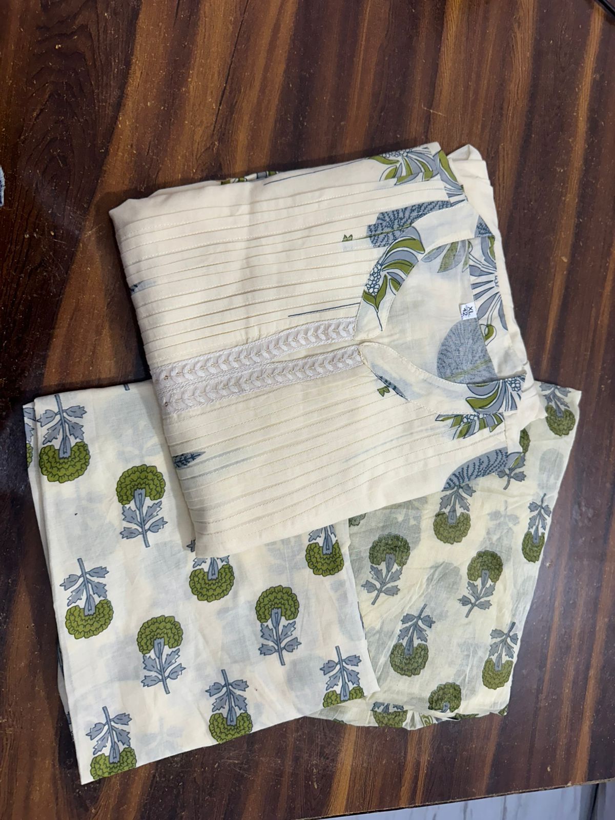 Cotton kurti +pant + duptta