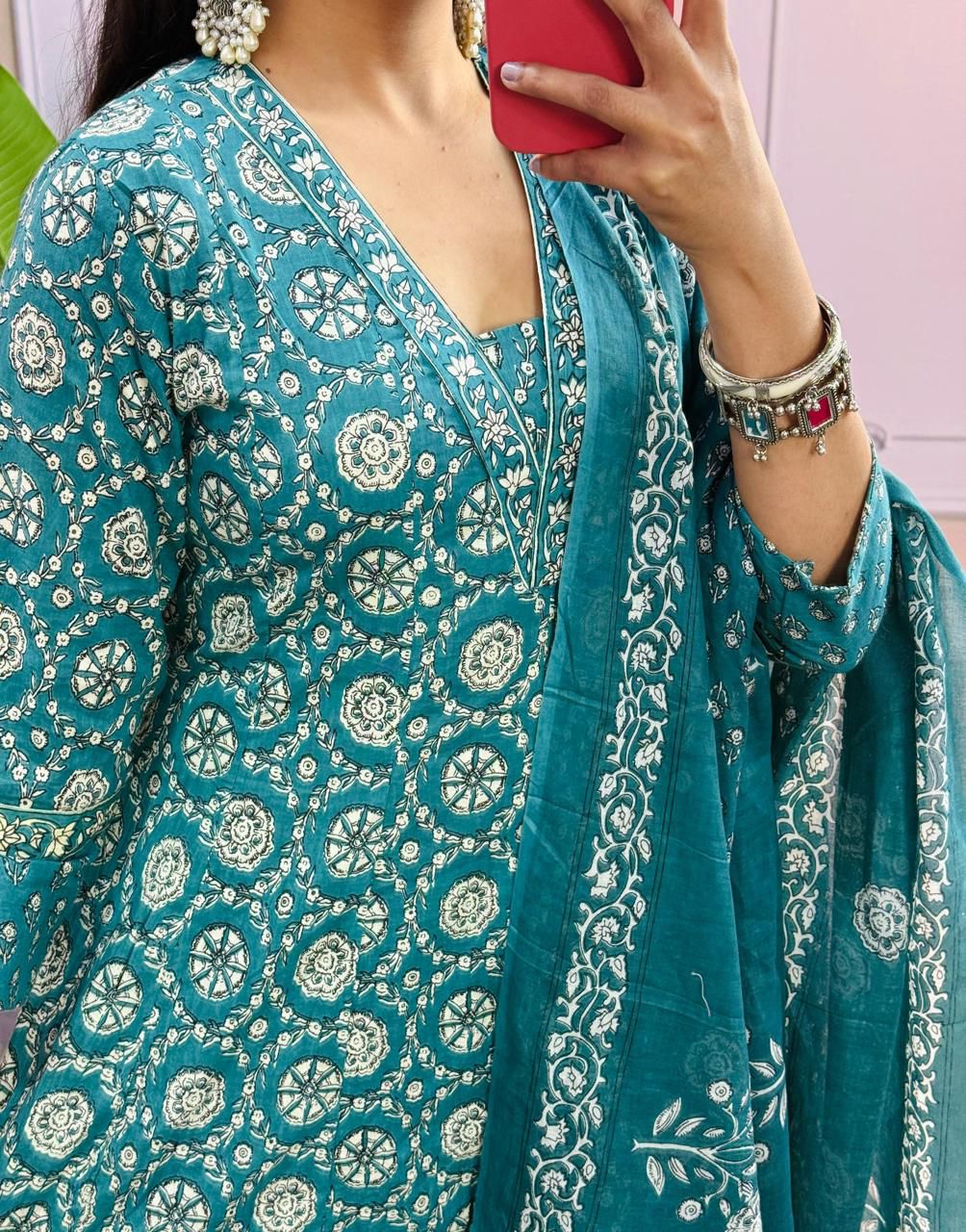 Straight Kurti / Kurti + Pant + Dupatta, Emrodori work