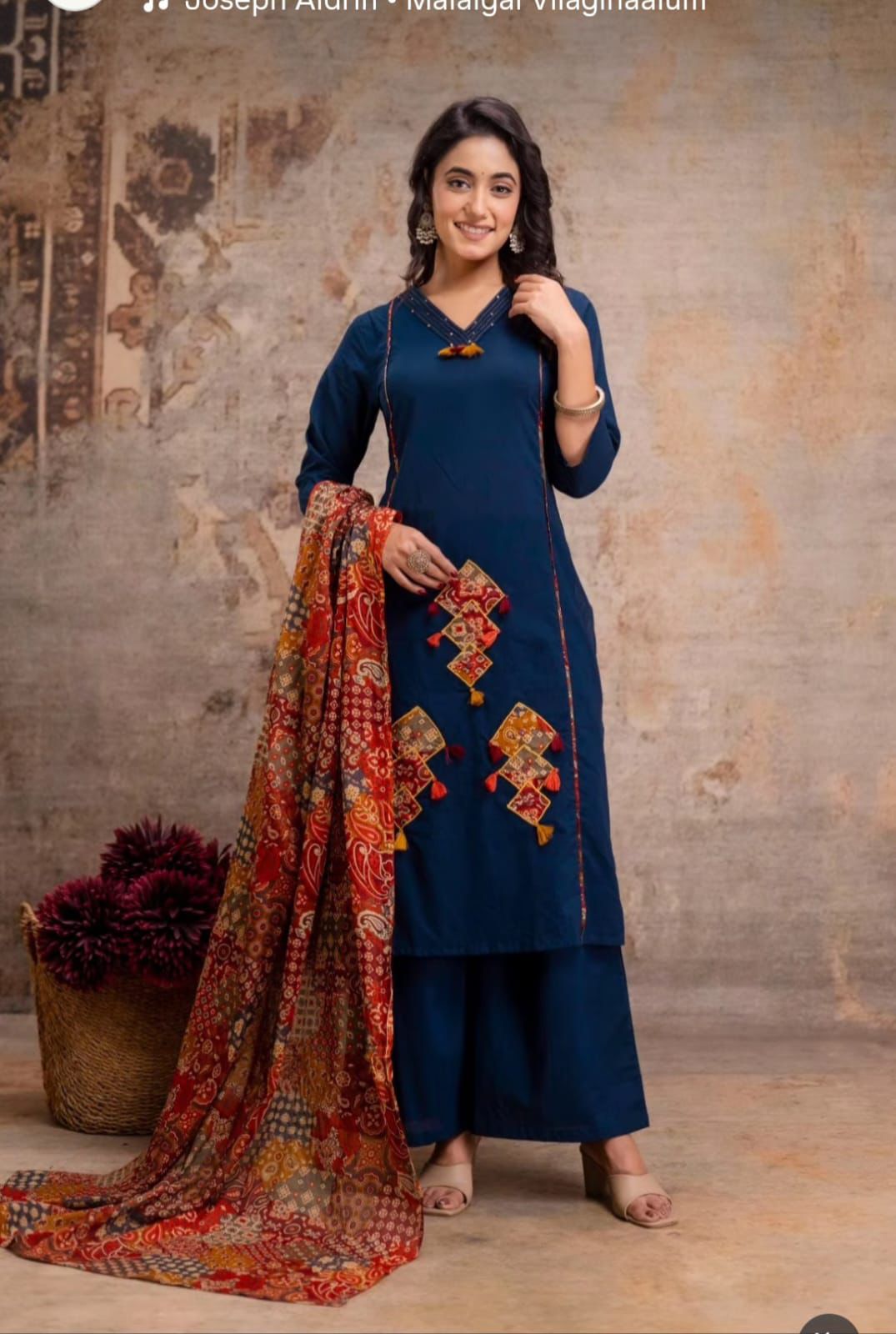 Cotton Straight kurti with flair plazoo and dupatta sets