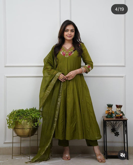 Cotton anarkali suits with dupatta sets