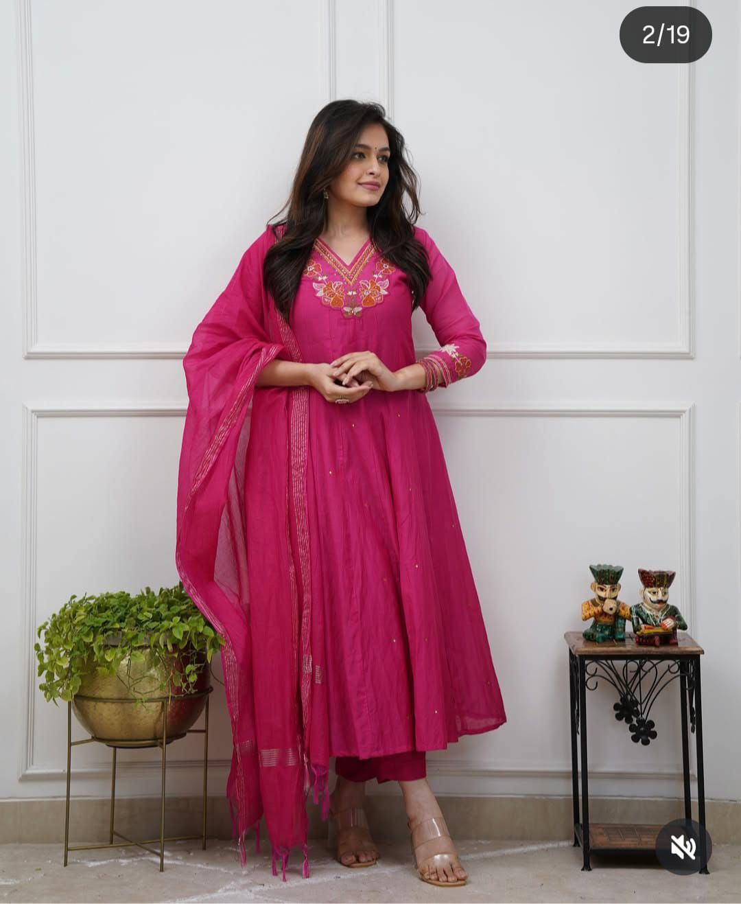 Cotton anarkali suits with dupatta sets