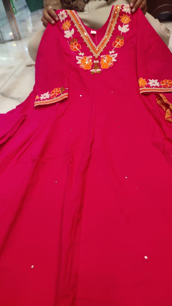 Cotton anarkali suits with dupatta sets