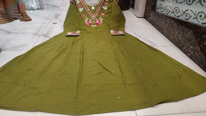 Cotton anarkali suits with dupatta sets