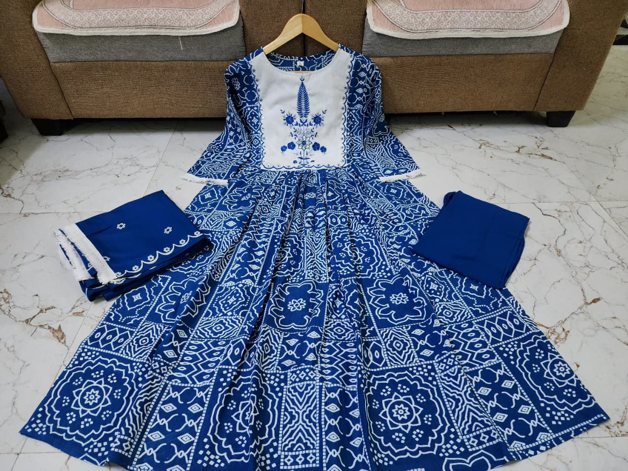 Printed long Kurti  With Pant And Printed Dupatta