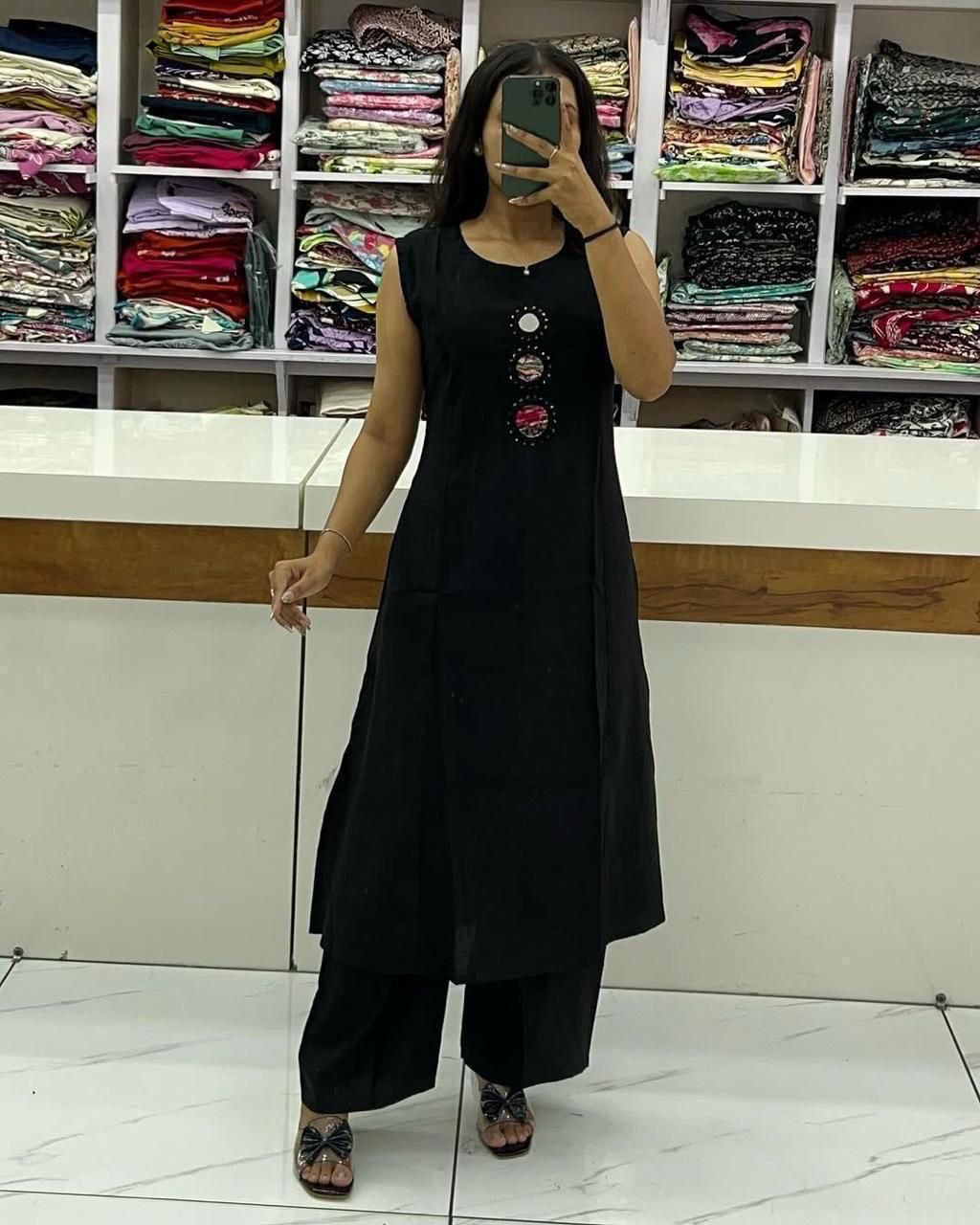 Original Mirror + Sequence Embroidery Kurti