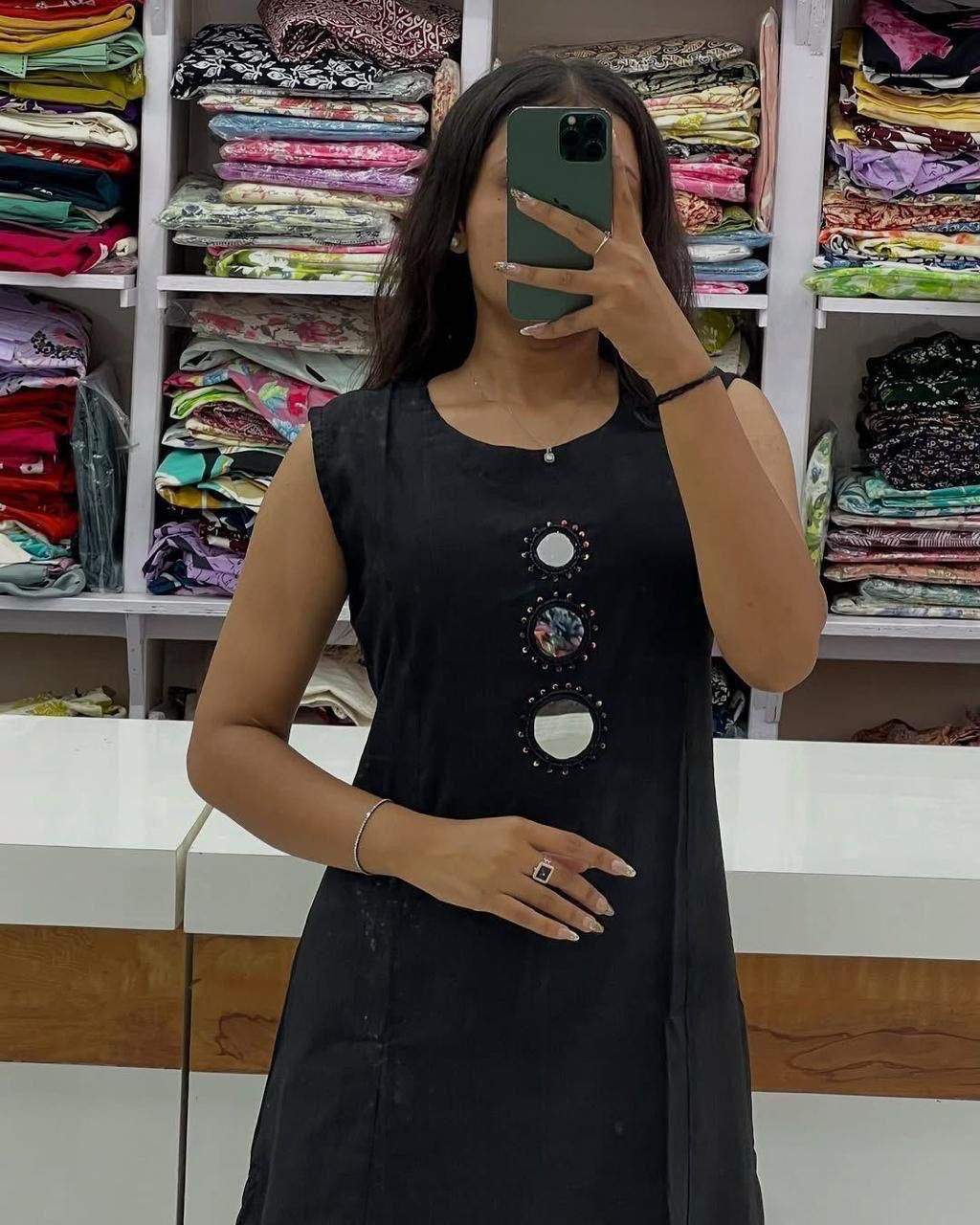 Original Mirror + Sequence Embroidery Kurti