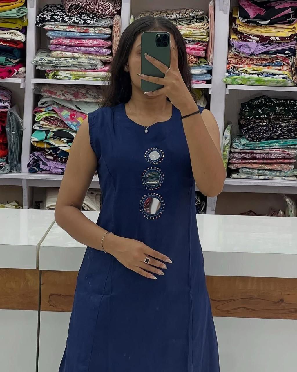 Original Mirror + Sequence Embroidery Kurti