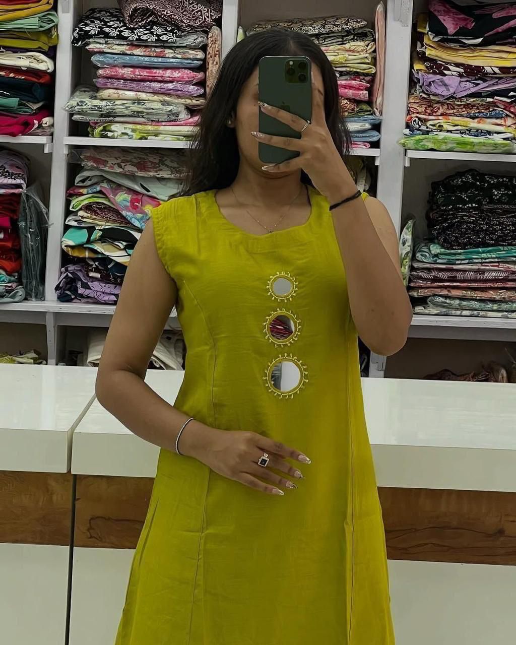 Original Mirror + Sequence Embroidery Kurti