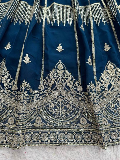 Beautiful Thread Embroidery with Sequin Highlights Lehenga