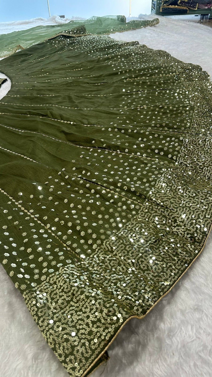 Heavy thai silk lehenga with sequins work