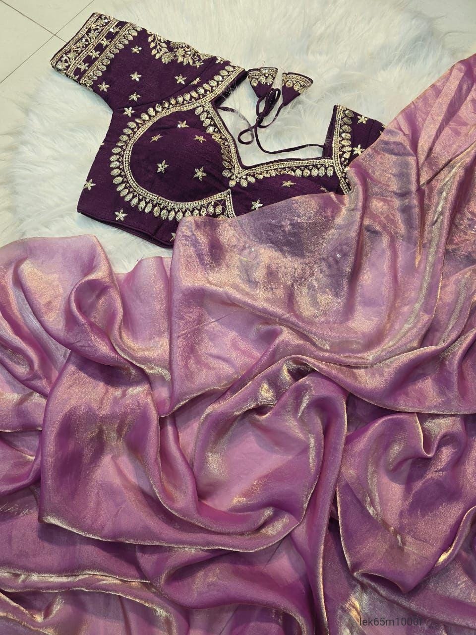 Space Silk Saree With Sequence Emrodairy