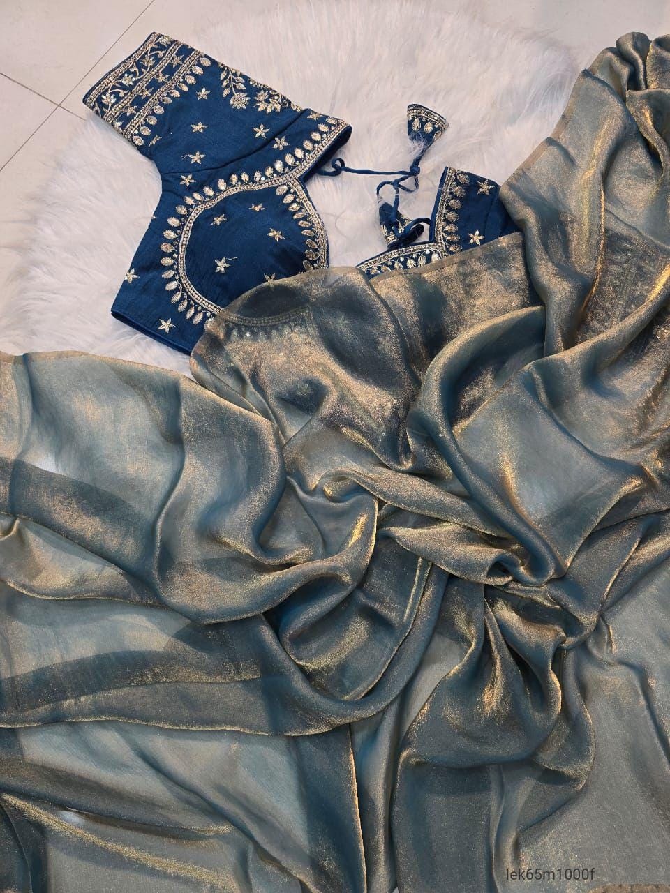 Space Silk Saree With Sequence Emrodairy