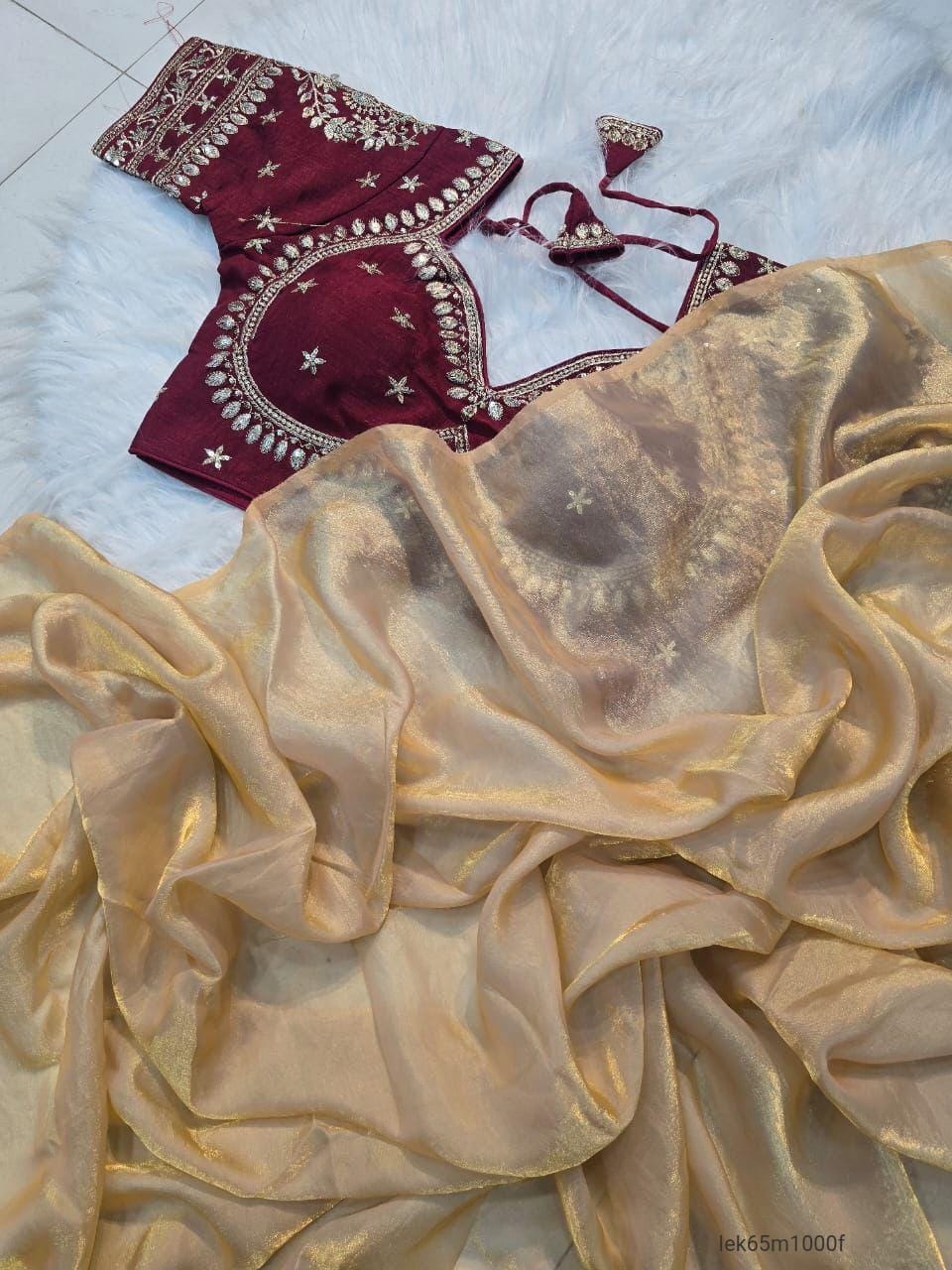 Space Silk Saree With Sequence Emrodairy