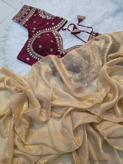 Space Silk Saree With Sequence Emrodairy