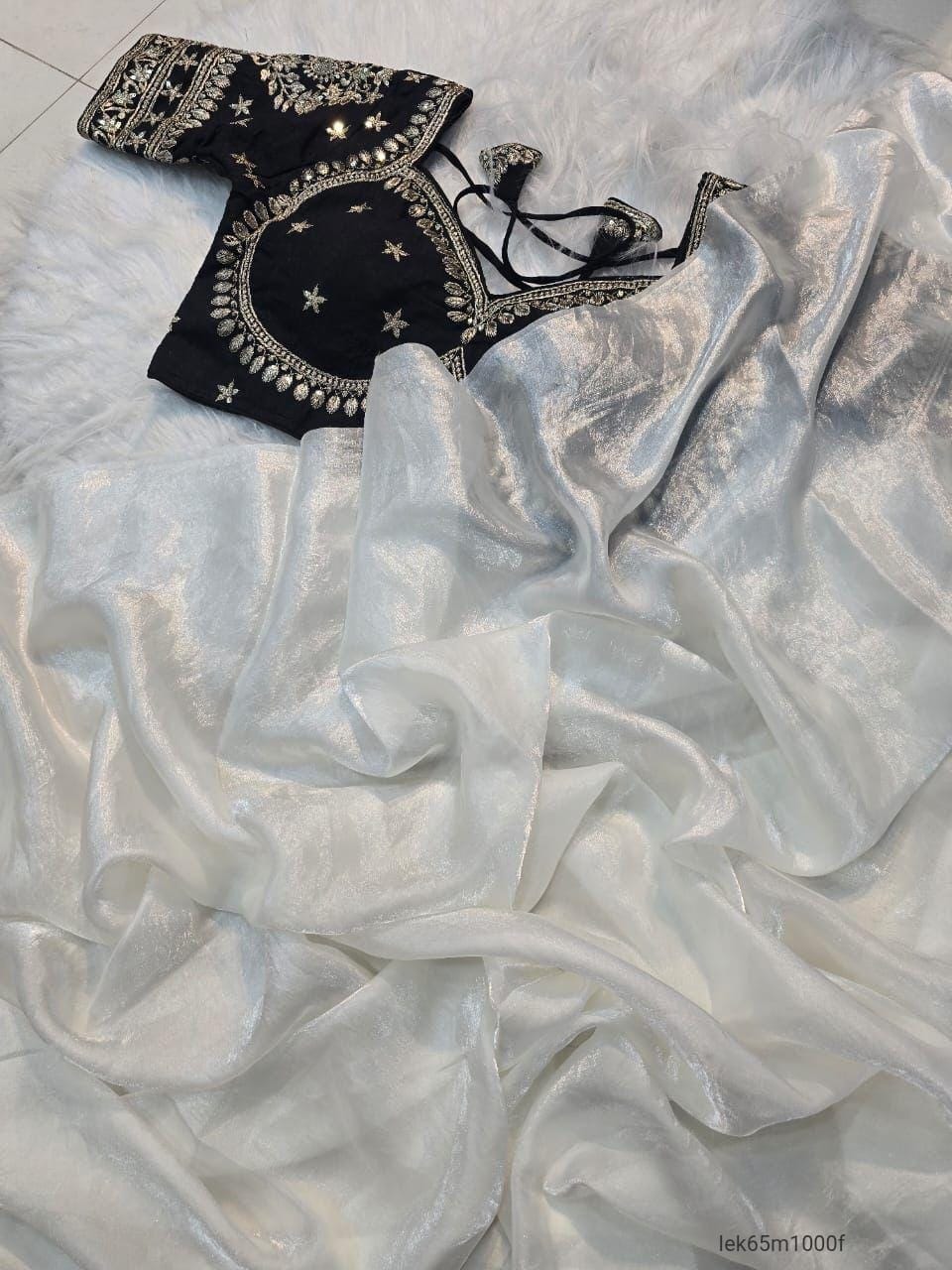 Space Silk Saree With Sequence Emrodairy