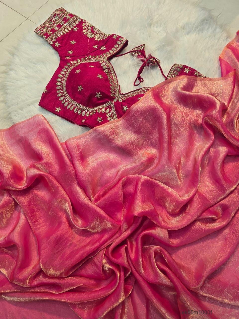 Space Silk Saree With Sequence Emrodairy