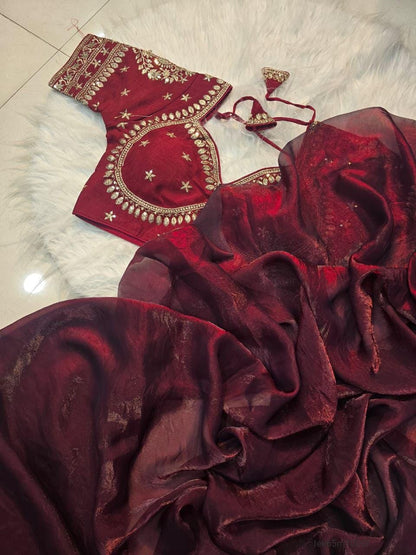 Space Silk Saree With Sequence Emrodairy