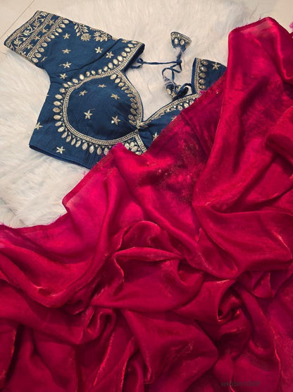 Space Silk Saree With Sequence Emrodairy