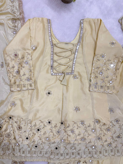 SEMI-BEADS EMBROIDERY AND REAL MIRROR WORK LEHENGA