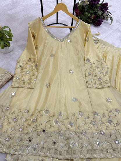 SEMI-BEADS EMBROIDERY AND REAL MIRROR WORK LEHENGA