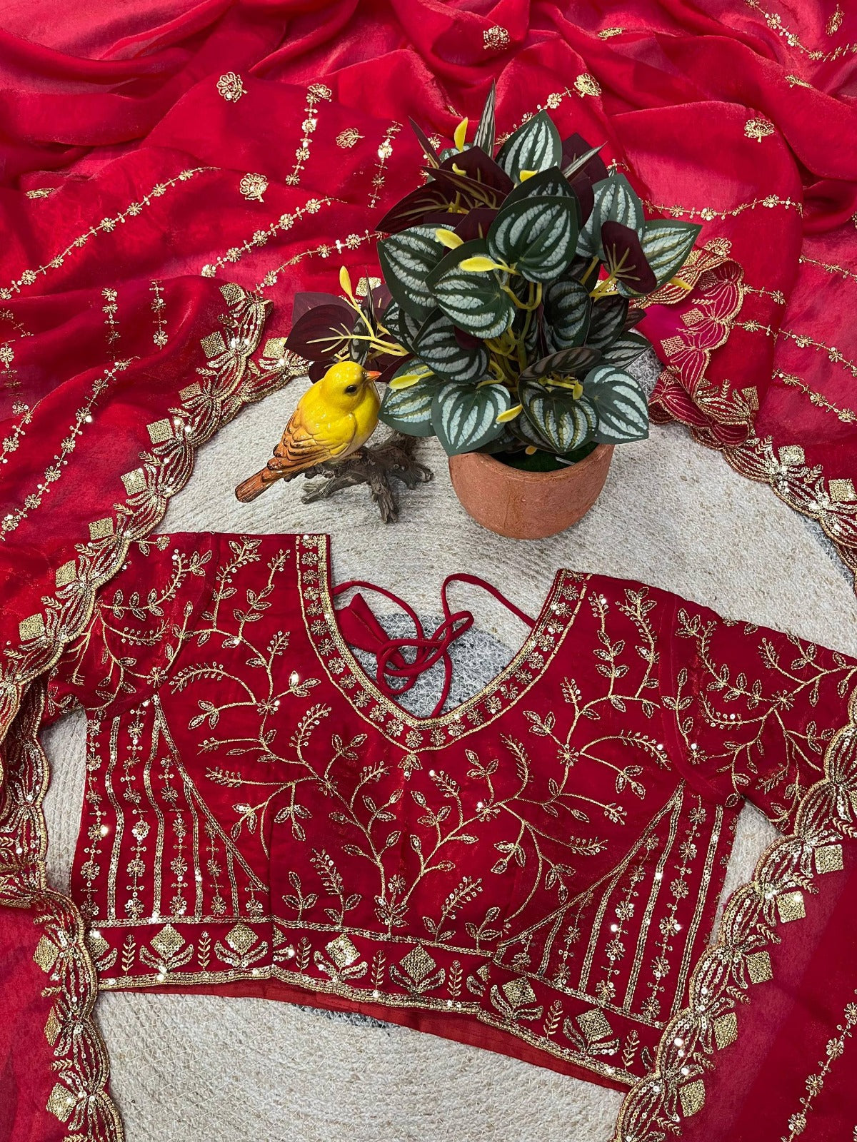 Designer Embroidery work of 3mm Sequins with jarl Thread with Cutwork Border Saree