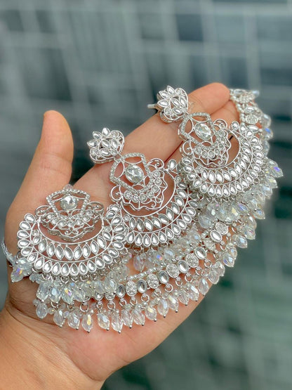 Stone Work Chokker With Beautiful Earrings And Tika