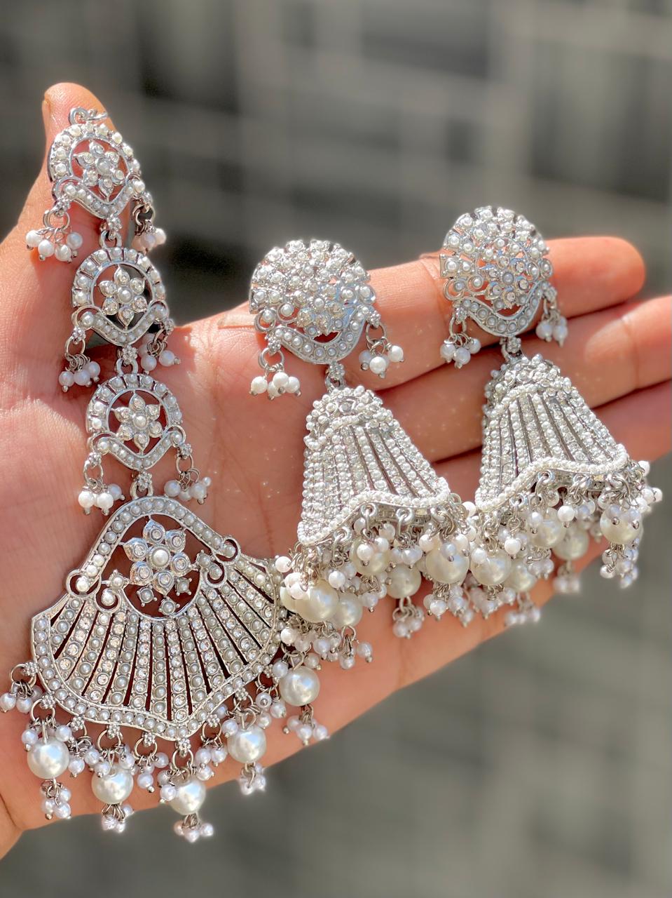 Stone Work Jhumka And Tika, Ear rings