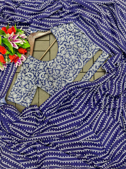 PARTY WEAR READY TO WEAR SAREE WITH STICH BLOUSE WITH EMBROIDERY WORK