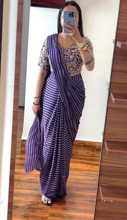 PARTY WEAR READY TO WEAR SAREE WITH STICH BLOUSE WITH EMBROIDERY WORK