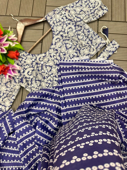 PARTY WEAR READY TO WEAR SAREE WITH STICH BLOUSE WITH EMBROIDERY WORK