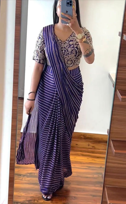 PARTY WEAR READY TO WEAR SAREE WITH STICH BLOUSE WITH EMBROIDERY WORK