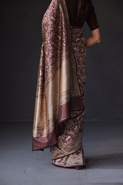 Silk Saree  beautiful Zari work in form of traditional motifs