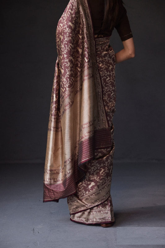 Silk Saree  beautiful Zari work in form of traditional motifs