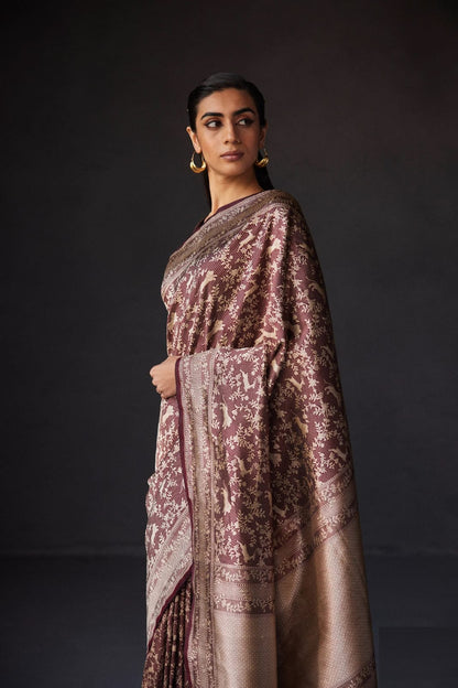 Silk Saree  beautiful Zari work in form of traditional motifs
