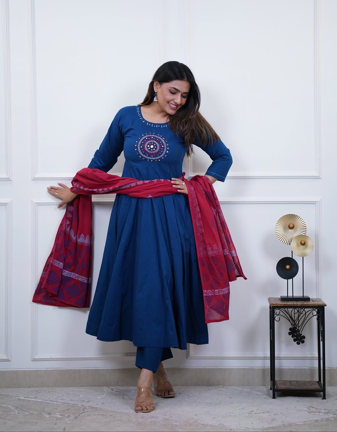 Dazzling Anarkalis with intricate mirror work Kurti
