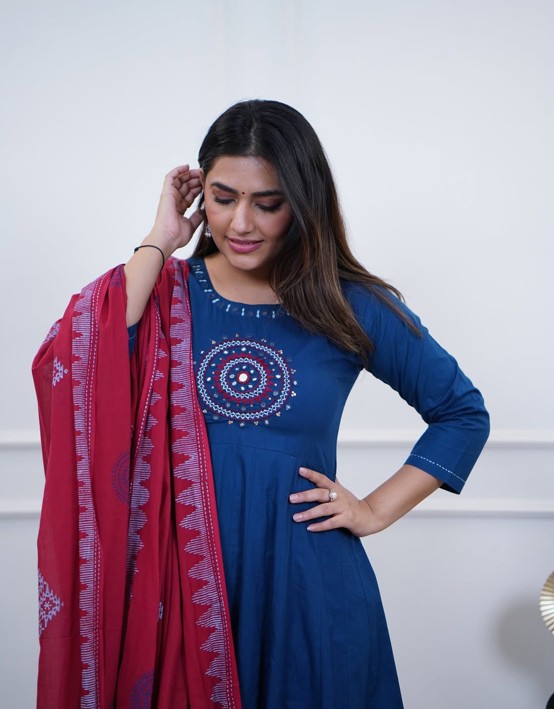 Dazzling Anarkalis with intricate mirror work Kurti