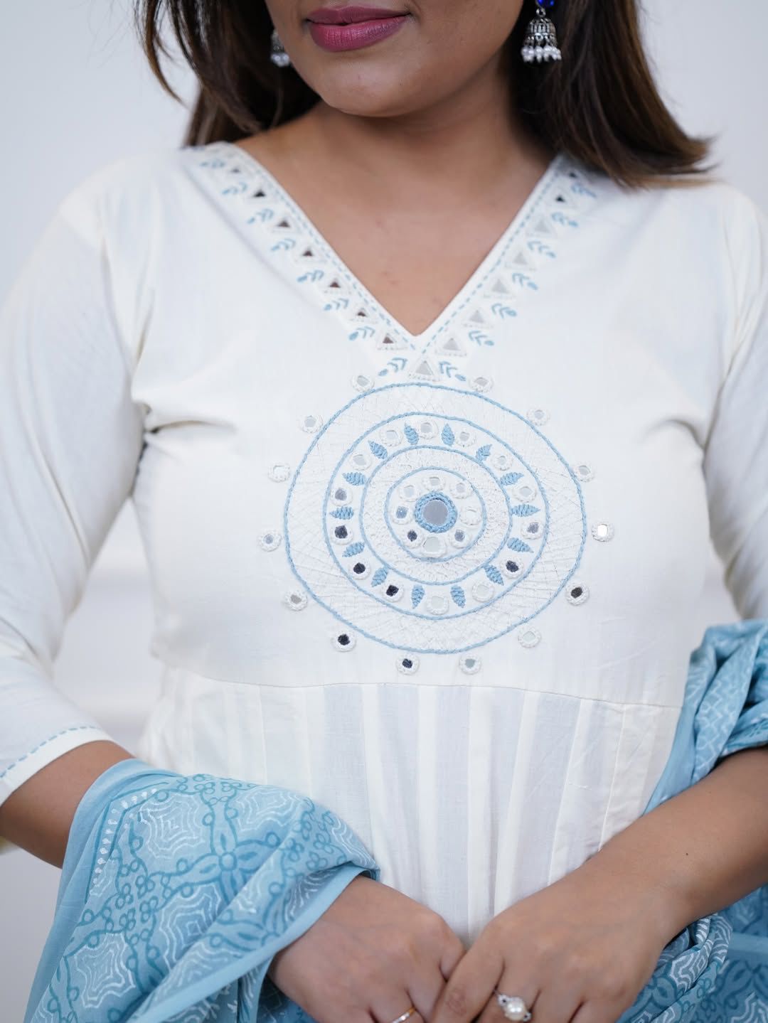 Dazzling Anarkalis with intricate mirror work Kurti