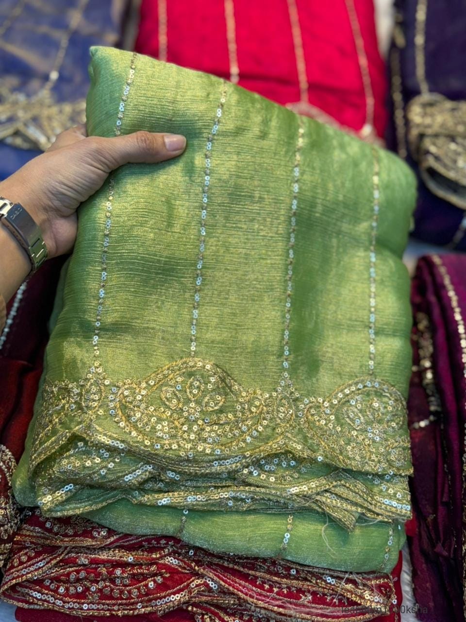 Fendy Sattin Sequence Emrodairy Work Saree With Running Blouse