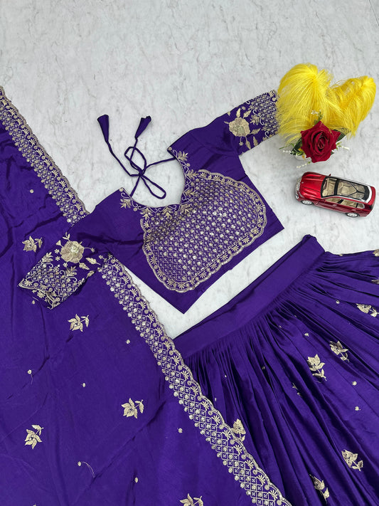 Heavy Embroidery Thread & Sequence Work Lehenga
