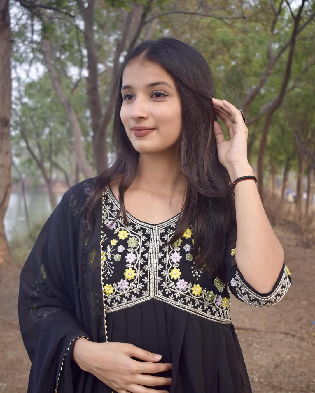 black georgette Anarkali gown