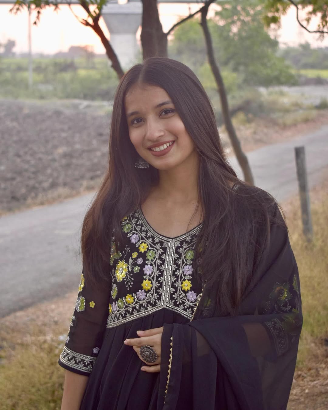 black georgette Anarkali gown