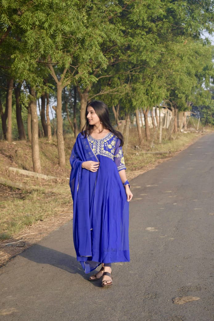 black georgette Anarkali gown