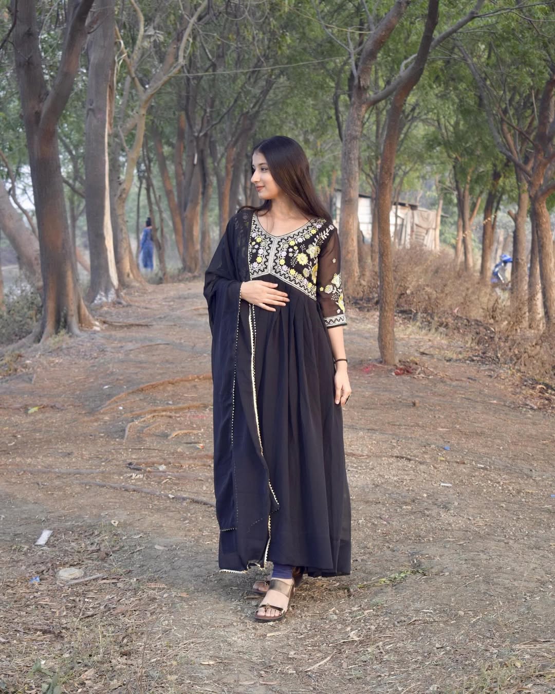 black georgette Anarkali gown