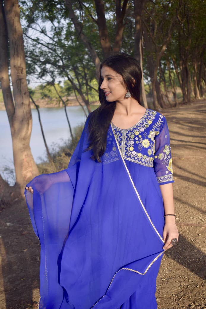 black georgette Anarkali gown