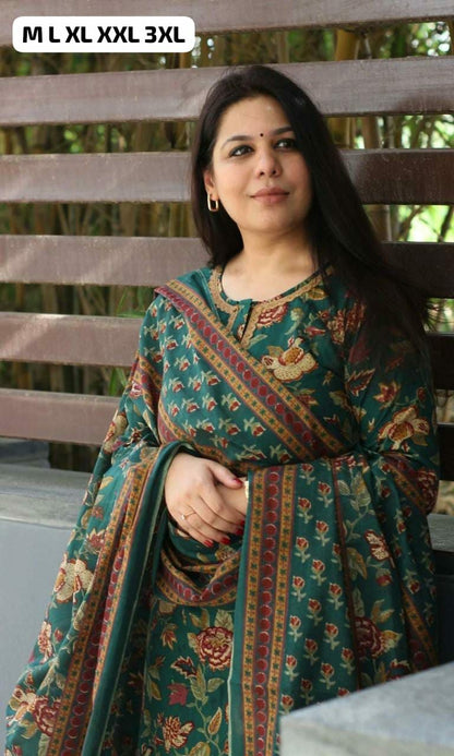 Beautiful Straight fit Suit with Laced Work On Suit Pant-Dupatta Kurta