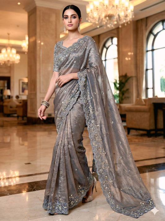EMBERODERY WORK AND SEQUANCE WORK SAREE