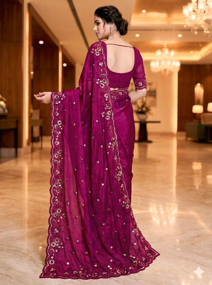 EMBERODERY WORK AND SEQUANCE WORK SAREE