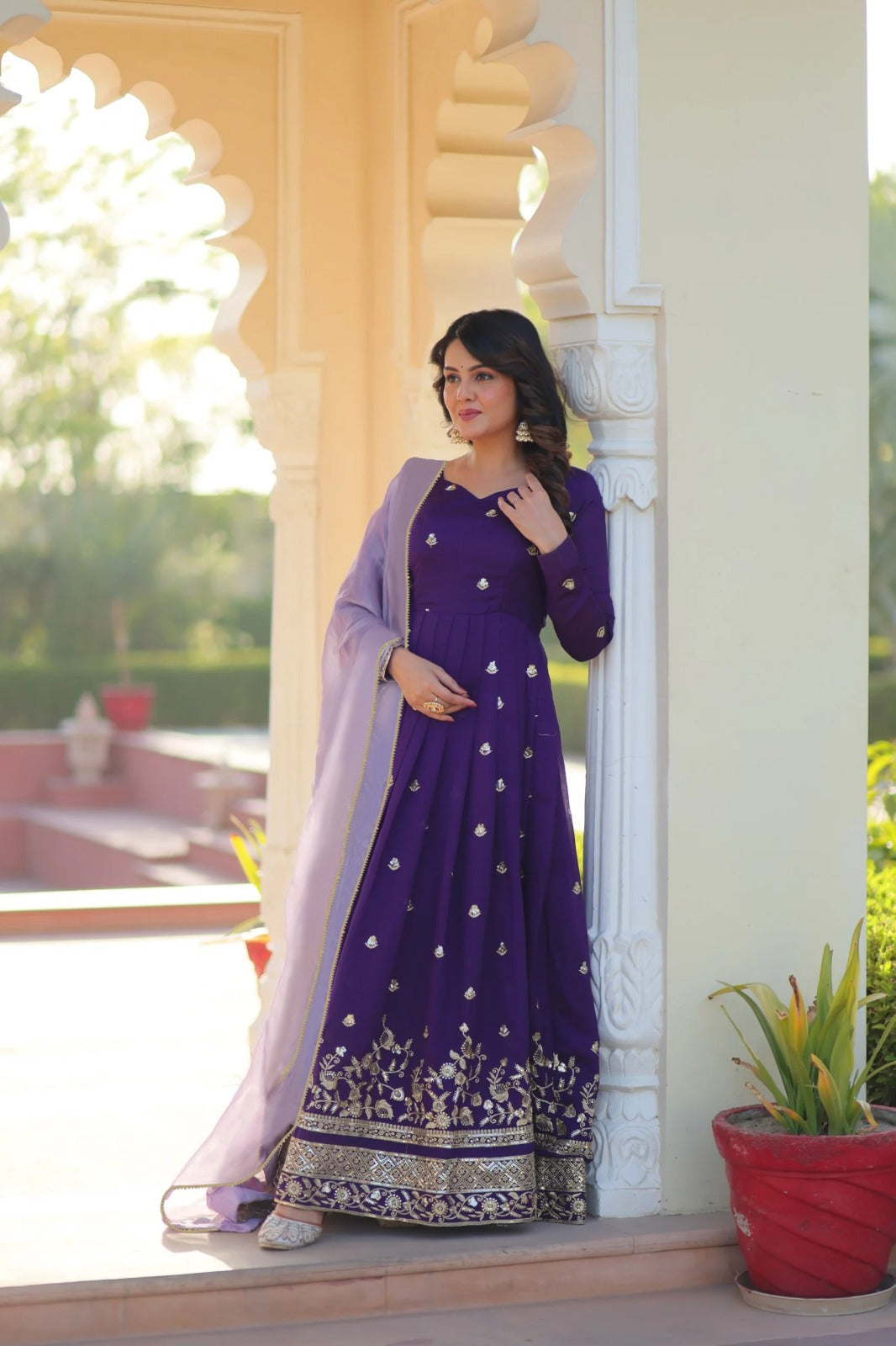 Embroidered Georgette Stitched Anarkali Gown