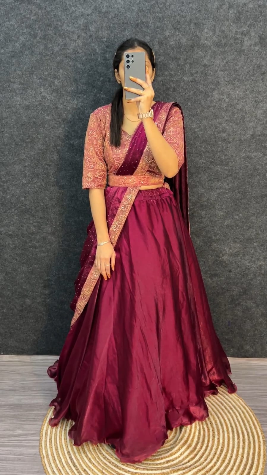 Premium Space Silk With Thread & sequence work